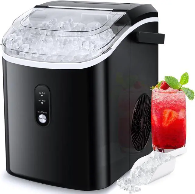 Main image of Nugget Ice Maker Countertop, Chewable Pebble Ice 34Lbs Per Day, Crunchy Pellet Ice Cubes Maker Machine with Self Cleaning, Compact Portable Design for Home/Kitchen/RV/Office