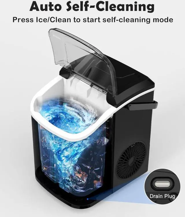 Alt view image 4 of 7 - Nugget Ice Maker Countertop, Chewable Pebble Ice 34Lbs Per Day, Crunchy Pellet Ice Cubes Maker Machine with Self Cleaning, Compact Portable Design for Home/Kitchen/RV/Office
