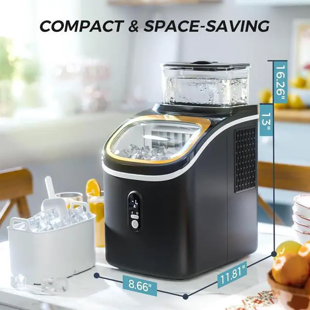 Alt view image 5 of 7 - Ice Maker Countertop, Portable Ice Cube Maker Machine with 1.5L Detachable Water Tank, 33Lbs/Day, 16Pcs/5Mins, 24H Timer, Self-Cleaning Ice Maker, Ice Machine Maker for Home,Office,Party