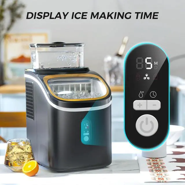 Alt view image 6 of 7 - Ice Maker Countertop, Portable Ice Cube Maker Machine with 1.5L Detachable Water Tank, 33Lbs/Day, 16Pcs/5Mins, 24H Timer, Self-Cleaning Ice Maker, Ice Machine Maker for Home,Office,Party