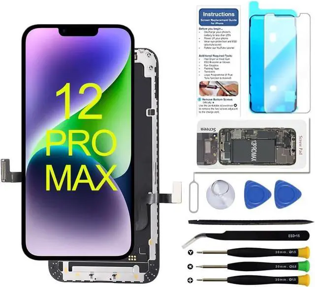 Main image of for iPhone 12 Pro Max Screen Replacement 6.7 inch, 3D Touch LCD Display Digitizer Touch Screen Assembly with Repair Tools, Compatible with iPhone 12 Pro Max 6.7 inch