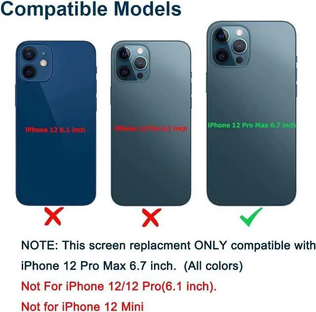 Alt view image 2 of 7 - for iPhone 12 Pro Max Screen Replacement 6.7 inch, 3D Touch LCD Display Digitizer Touch Screen Assembly with Repair Tools, Compatible with iPhone 12 Pro Max 6.7 inch