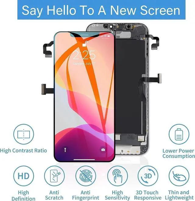 Alt view image 2 of 4 - for iPhone 13 Screen Replacement Kit, LCD Cellular Glass Display Repair Digitizer 6.1 inch Touch Screen with Repair Kit + Screen Protector