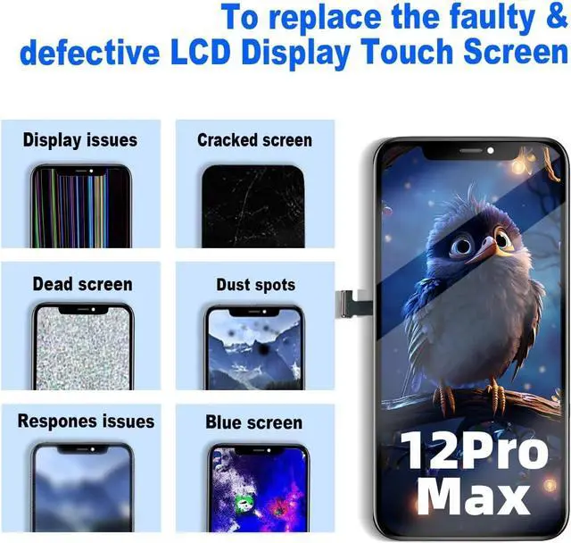 Alt view image 6 of 7 - for iPhone 12 Pro Max Screen Replacement Kit 6.7 inch, Full HD LCD Display 3D Touch Screen Digitizer Full Assembly + Repair Tools + Screen Protector