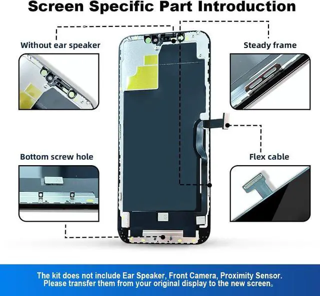 Alt view image 7 of 7 - for iPhone 12 Pro Max Screen Replacement Kit 6.7 inch, Full HD LCD Display 3D Touch Screen Digitizer Full Assembly + Repair Tools + Screen Protector