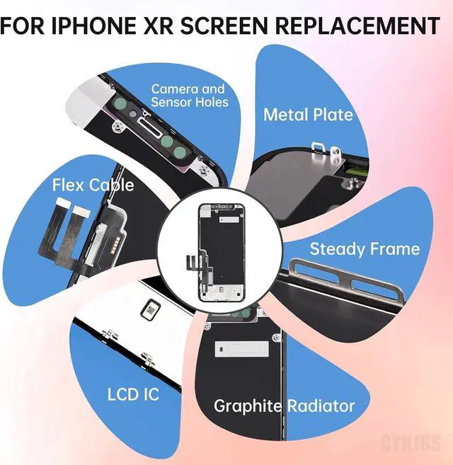 Alt view image 2 of 6 - for iPhone XR Screen Replacement 6.1" 3D Touch LCD Display Digitizer Full Assembly Repair Tools Front Glass Screen Protector and Waterproof Adhesive Sticker Fix Kit A1984 A2105 A2106 A2108
