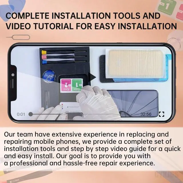 Alt view image 6 of 6 - for iPhone XR Screen Replacement 6.1" 3D Touch LCD Display Digitizer Full Assembly Repair Tools Front Glass Screen Protector and Waterproof Adhesive Sticker Fix Kit A1984 A2105 A2106 A2108