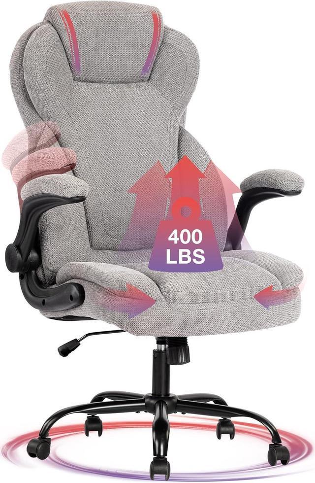 Main image of Big and Tall Fabric Office Chair 400lbs-Heavy Duty Executive Desk Chair with Extra Wide Seat, High Back Ergonomic Leather Computer Chair with Tilt Rock&Tension, Padded Armrests-Black