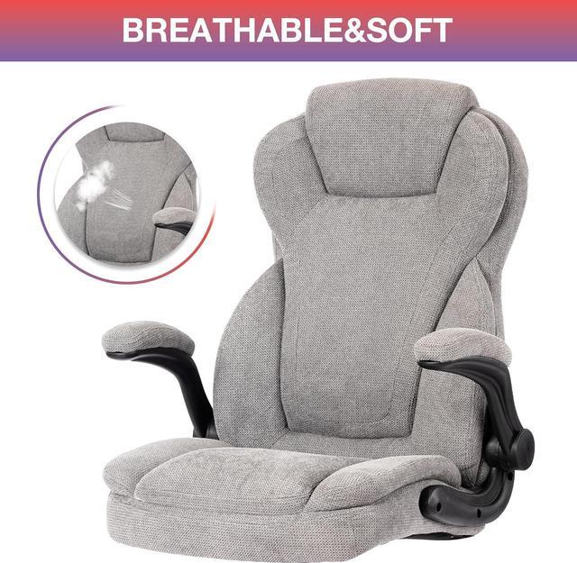 Alt view image 7 of 7 - Big and Tall Fabric Office Chair 400lbs-Heavy Duty Executive Desk Chair with Extra Wide Seat, High Back Ergonomic Leather Computer Chair with Tilt Rock&Tension, Padded Armrests-Black