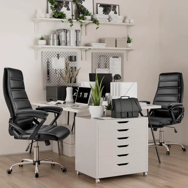 Alt view image 7 of 7 - Office Chair, Ergonomic Computer Chair, High Back Executive Chair with Rocking Function, Highest End Class 4 Hydraulic Pneumatic Piston & Padded Armrests, PU Leather, Black