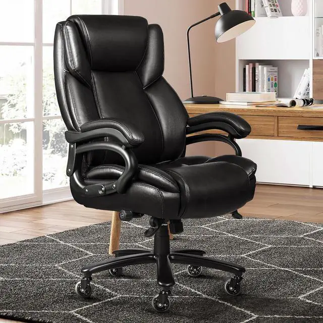Alt view image 2 of 7 - 500lbs Heavy Duty Office Chair for Low Back Pain Relief, Bid and Tall Office Chair with Ergonomic Lumbar Support, High Back Executive Chair with Quiet Rubber Wheel