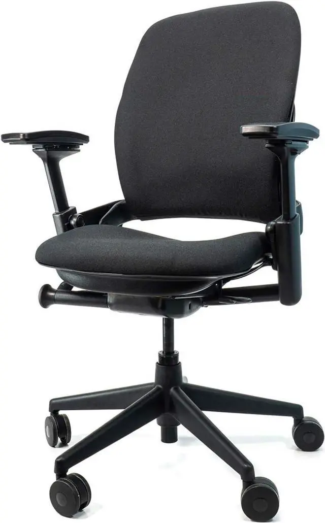 Main image of Steelcase Leap V2 Office Chair (Black Fabric) - Remanufactured - 12-Year Warranty (Fully Adjustable, Ergonomic, Furniture for The Workplace and Home Office)
