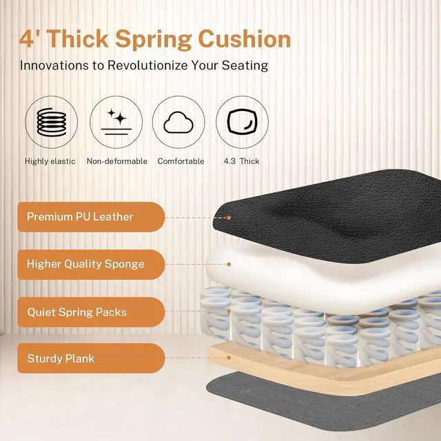 Alt view image 6 of 7 - Office Chair Flip Up Arms, Executive Leather Office Chair Ergonomic Desk Chair with Lumbar Support, Adjustable Headrest, Computer Chair Home Office Desk Chair with Rocking Function
