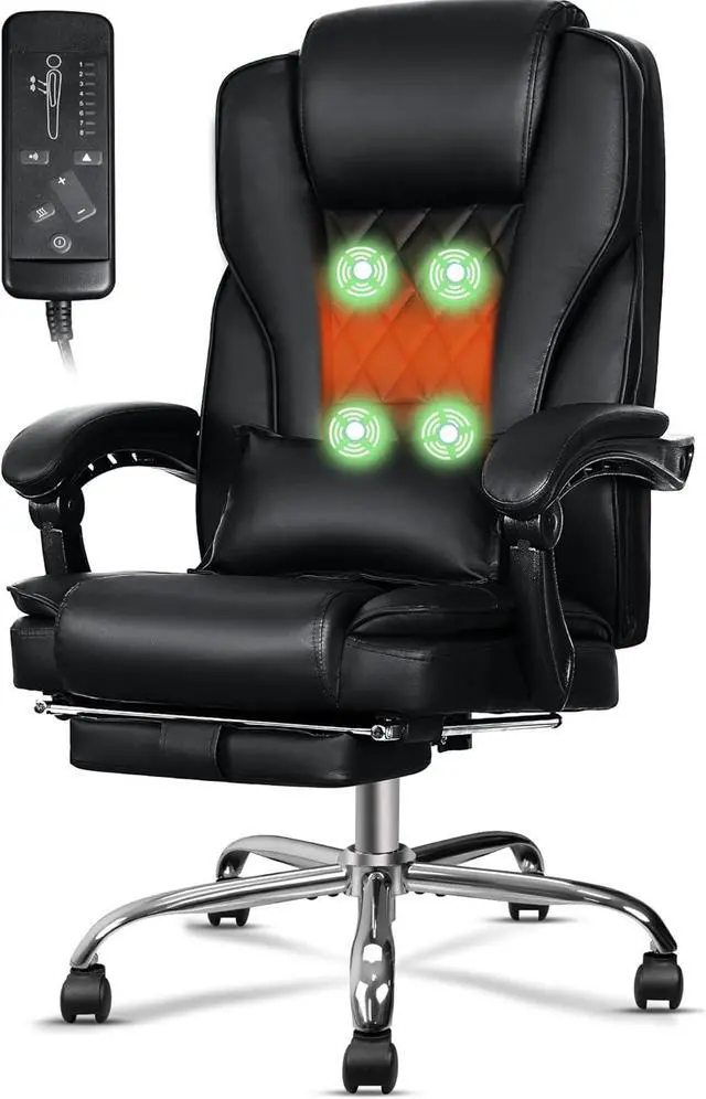 Main image of Ergonomic Office Chair with Heat and Massage, Massage Office Chair with Footrest, Wheels, Lumbar Support, Big and Tall Reclining Home Office Chair