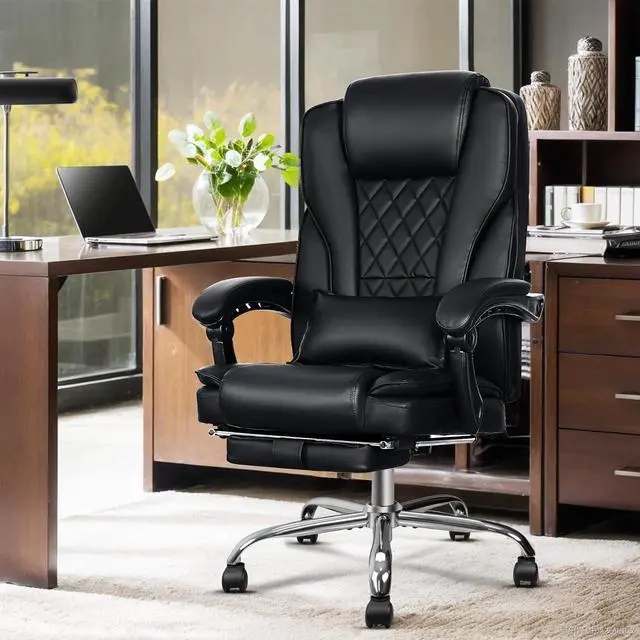 Alt view image 2 of 7 - Ergonomic Office Chair with Heat and Massage, Massage Office Chair with Footrest, Wheels, Lumbar Support, Big and Tall Reclining Home Office Chair
