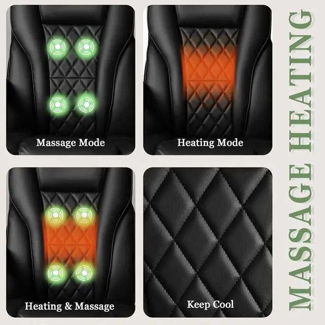 Alt view image 5 of 7 - Ergonomic Office Chair with Heat and Massage, Massage Office Chair with Footrest, Wheels, Lumbar Support, Big and Tall Reclining Home Office Chair