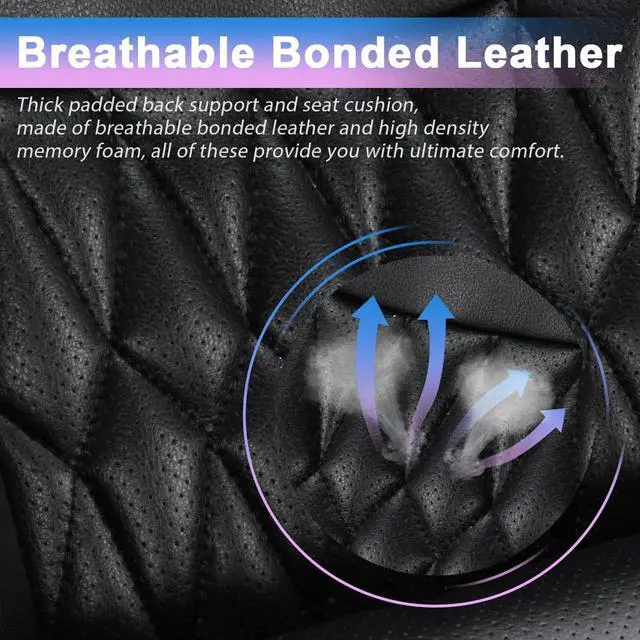 Alt view image 6 of 7 - High Back Massage Reclining Office Chair with Footrest - Executive Computer Home Desk Massaging Lumbar Cushion , Adjustable Angle , Breathable Thick Padding for Comfort (Black)