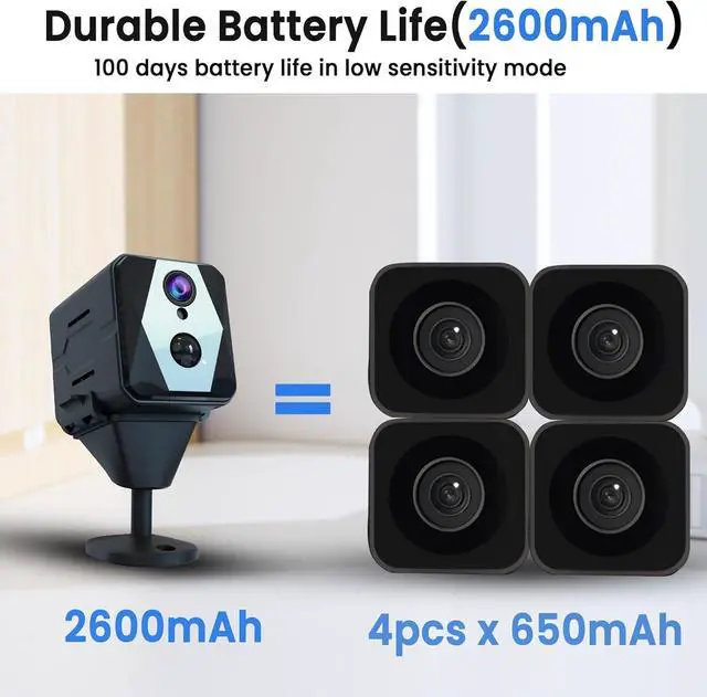 Alt view image 5 of 7 - Hidden Camera, 2K FHD WiFi Spy Camera, Mini Camera, Cloud & SD Storage Security Camera, 90-Day Standby Time Hidden Indoor Camera, AI Motion Detection, Auto Night Vision, Upgraded Stable Stand