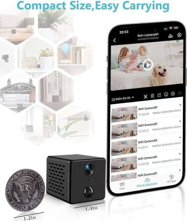 Alt view image 2 of 7 - WiFi Mini Camera | Hidden Spy Camera | Free Cloud Storage & 32G SD Card, 2024 4K HD Smallest Cam, 150 Days Standby Time, Surveillance Wireless Camera with AI Motion Detection, Auto Night Vision
