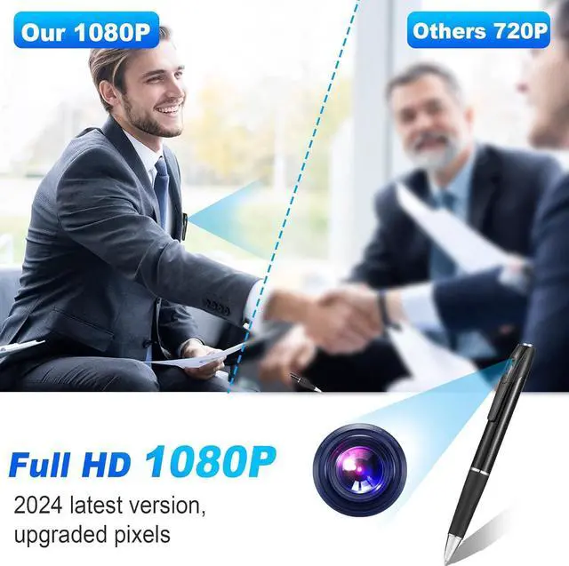 Alt view image 2 of 6 - Pen camera | Mini Spy Camera Hidden Camera with 64G SD Card | 1080p Camera Pen| 200 minutes Battery Life | Rechargeable Hidden Camera Pen, Small Pocket /Nanny Cam, Body Camera with Loop Recording