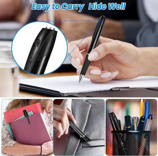 Alt view image 3 of 6 - Pen camera | Mini Spy Camera Hidden Camera with 64G SD Card | 1080p Camera Pen| 200 minutes Battery Life | Rechargeable Hidden Camera Pen, Small Pocket /Nanny Cam, Body Camera with Loop Recording