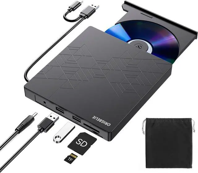 Main image of External DVD Drive, CD Drive USB 3.0 Typle C CD/DVD ROM +/-RW Adapter with USB Port DVD Burner for Laptop PC Desktop Computer, Optical Disk Drive CD Player Compatible with Mac Windows Linux