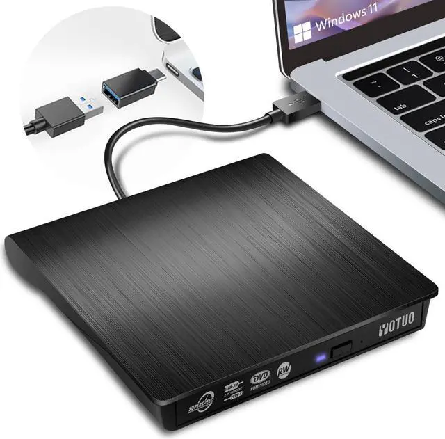 Main image of External DVD Drive, Portable USB 3.0 CD +/-RW Drive DVD Player for ROM Rewriter Burner for Laptop Desktop, Compatible with Windows 7/8/10/11 Mac MacBook Pro/Air