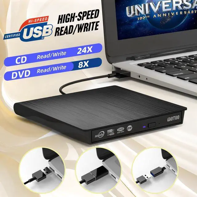 Alt view image 3 of 7 - External DVD Drive, Portable USB 3.0 CD +/-RW Drive DVD Player for ROM Rewriter Burner for Laptop Desktop, Compatible with Windows 7/8/10/11 Mac MacBook Pro/Air