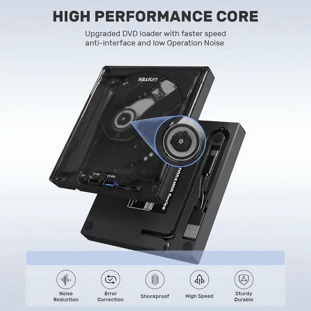 Alt view image 6 of 7 - Unitek External CD DVD Drive, USB C Portable CD/DVD +/-RW Drive/DVD Player with SD Card Reader USB 3.0 USB C Hub CD ROM Burner Compatible with Laptop Desktop PC Windows Linux OS Apple Mac