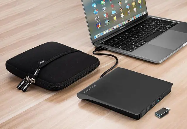 Alt view image 6 of 7 - External CD/DVD Drive USB 3.0 Portable CD DVD Player Burner Reader Writer CD/DVD-ROM +/-RW Optical Disk Drive for Laptop PC Mac Windows 11/10/8/7 Linux Computer with Carrying Case