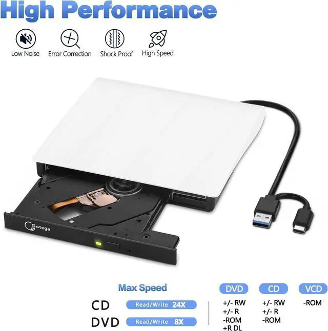 Alt view image 5 of 7 - External DVD Drive USB 3.0 TYPE C USB C Portable CD/DVD +/-RW Disk Drive External CD Drive DVD Player for Laptop CD/DVD ROM Burner Reader Compatible with Laptop Desktop PC Windows Linux OS Apple Mac