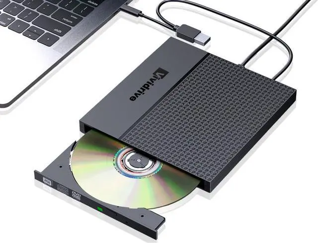Main image of External CD/DVD Drive for Laptop,Vividrive USB 3.0 Type-C USB Portable Player for Laptop CD DVD +/-RW Disk Drive CD ROM Burner Writer CD/DVD Burner Reader Compatible with Desktop Windows Linux Apple