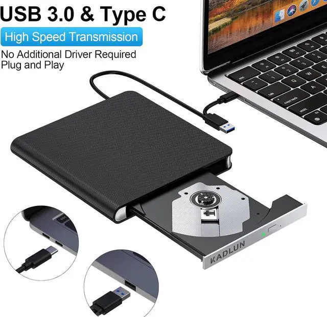 Alt view image 2 of 7 - External CD DVD Drive for Laptop, USB 3.0 CD Burner External DVD Drive Portable DVD Player for Laptop with 4 USB and TF/SD Slots,Slim External CD Drive Compatible with Laptop Desktop Mac Windows Linux