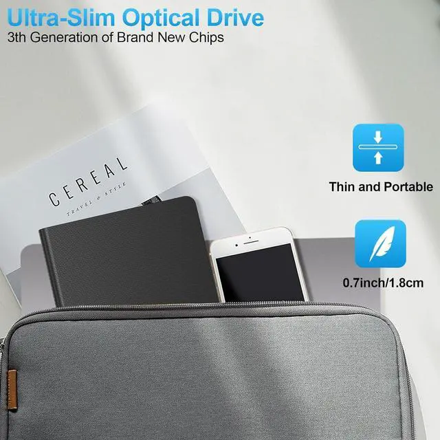 Alt view image 7 of 7 - External CD DVD Drive for Laptop, USB 3.0 CD Burner External DVD Drive Portable DVD Player for Laptop with 4 USB and TF/SD Slots,Slim External CD Drive Compatible with Laptop Desktop Mac Windows Linux