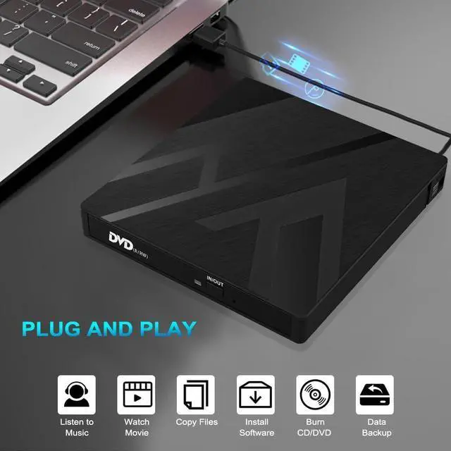 Alt view image 2 of 7 - 8 in 1 External CD/DVD Drive for Laptop USB 3.0 Type-C Portable CD/DVD +/-RW Burner Writer Player with SD/TF Card Slots Compatible for Desktop PC Mac OS MacBook Windows Linux