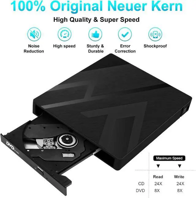 Alt view image 5 of 7 - 8 in 1 External CD/DVD Drive for Laptop USB 3.0 Type-C Portable CD/DVD +/-RW Burner Writer Player with SD/TF Card Slots Compatible for Desktop PC Mac OS MacBook Windows Linux