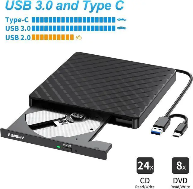 Alt view image 5 of 7 - External CD/DVD Drive for Laptop, USB 3.0 CD DVD +/-RW Drive Burner DVD Player, External CD ROM Reader Writer Optical Drive Compatible with Laptop PC Mac MacBook Windows 11/10/8.1/7 Linux