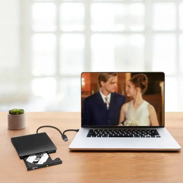 Alt view image 7 of 7 - External DVD Drive USB 3.0 TYPE C Portable CD/DVD +/-RW Disk Drive DVD Player for Laptop CD/DVD ROM Burner Reader with Protective Carrying Case & 10 Blank Discs for Laptop Desktop Windows Linux Mac