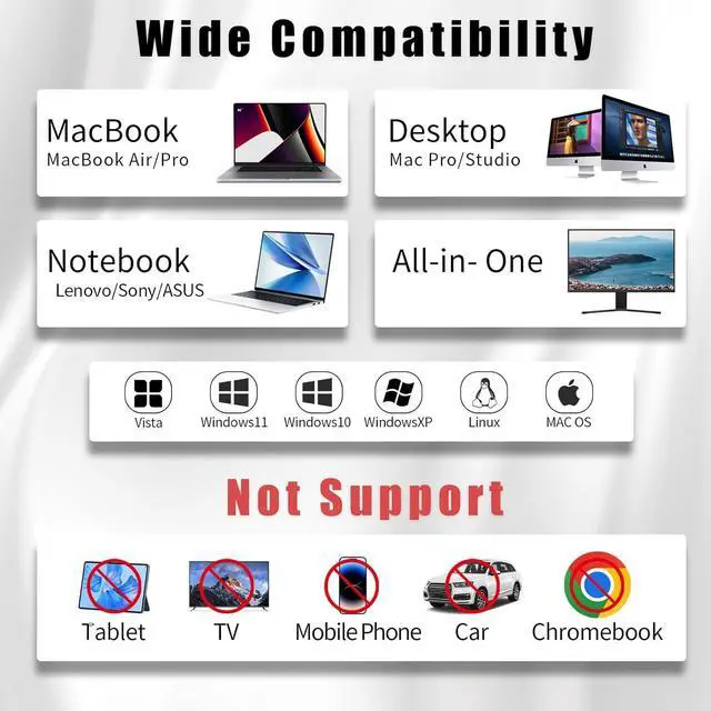 Alt view image 4 of 6 - External CD/DVD Drive for Laptop CD Burner External DVD Drive, CD ROM DVD Player Portable CD Reader for Laptop, Compatible with Laptop PC Windows 11/10//7 Linux Mac OS