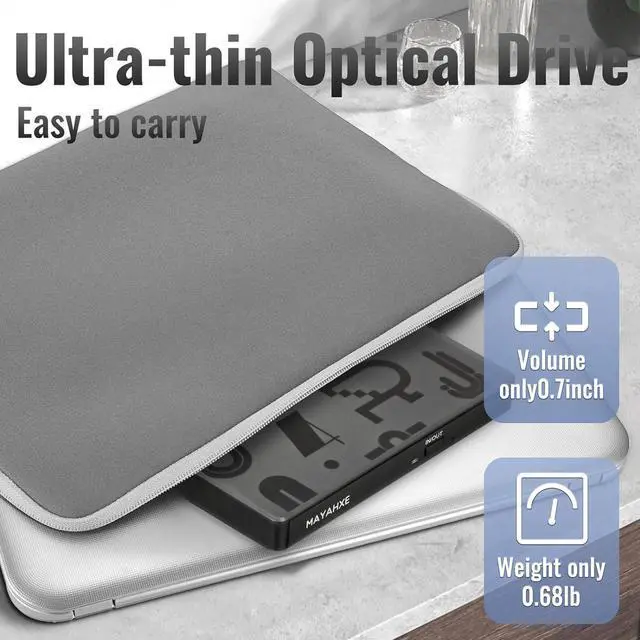 Alt view image 6 of 7 - External CD/DVD Drive for Laptop USB 3.0 Portable RW Drive/DVD Player for Laptop CD ROM Burner Compatible with Laptop Desktop PC Windows Linux OS Mac Black