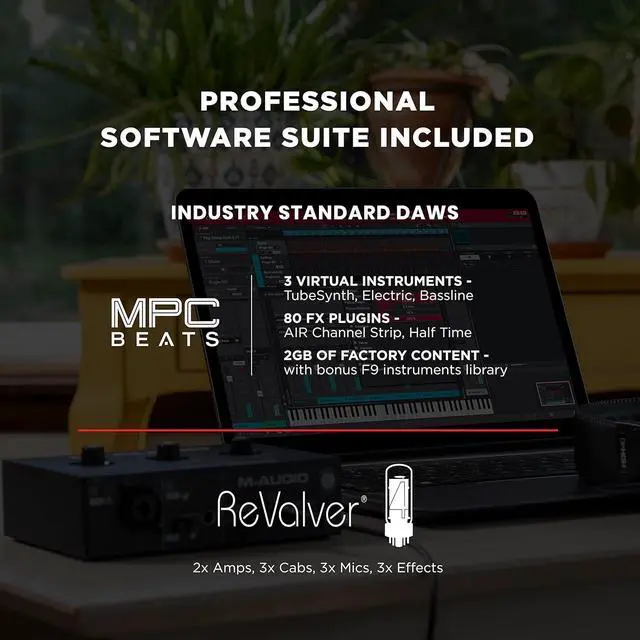 Alt view image 6 of 7 - M-Audio M-Track Solo  USB Audio Interface for Recording, Streaming and Podcasting with XLR, Line and DI Inputs, Plus a Software Suite Included