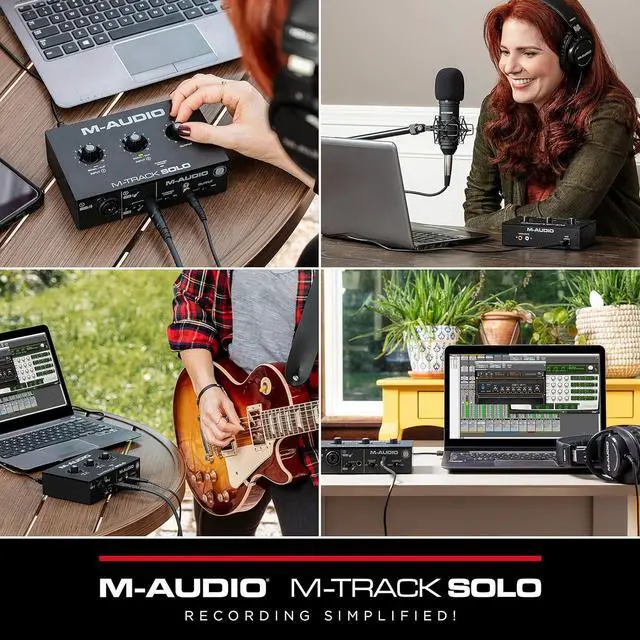 Alt view image 7 of 7 - M-Audio M-Track Solo  USB Audio Interface for Recording, Streaming and Podcasting with XLR, Line and DI Inputs, Plus a Software Suite Included