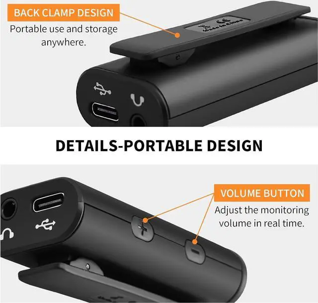 Alt view image 4 of 6 - Guitar Audio Interface Pocket Internal Recording Sound Card with Type-C and Lightning for Live Streaming by Phone and Laptop Plug & Play (MOMIX CAB)