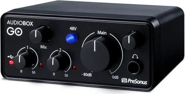 Main image of PreSonus AudioBox GO | USB-C Audio Interface for music production with Studio One DAW Recording Software, Music Tutorials, Sound Samples and Virtual Instruments