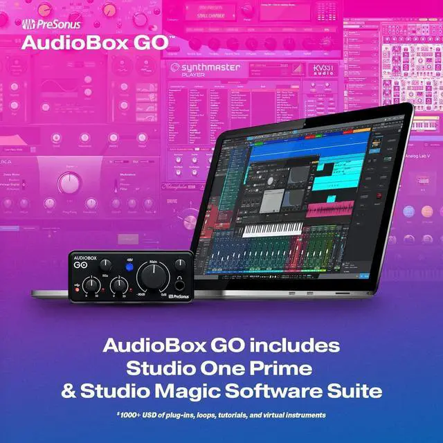 Alt view image 5 of 7 - PreSonus AudioBox GO | USB-C Audio Interface for music production with Studio One DAW Recording Software, Music Tutorials, Sound Samples and Virtual Instruments