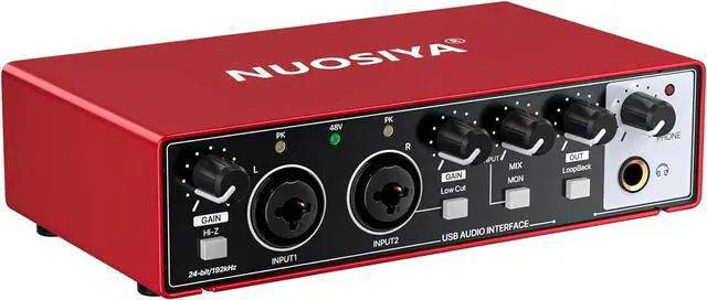 USB Audio Interface for PC Computer Recording Music, Red 2x2