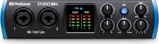 Alt view image 2 of 7 - PreSonus Studio 24c 2x2, 192 kHz, USB Audio Interface with Studio One Artist and Ableton Live Lite DAW Recording Software