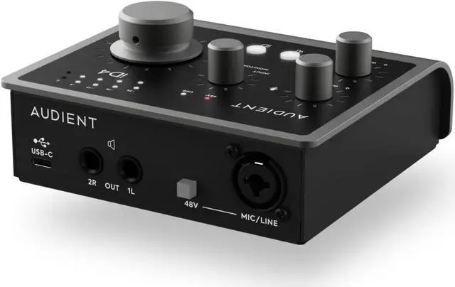 Alt view image 2 of 7 - Audient Audio Interface iD4 MKII, Class A Console Microphone Preamp (High Speed USB-C, Monitor Mix and Monitor Panning Function, 2 Headphone Outputs, Mac/PC/iOS Compatible), Black