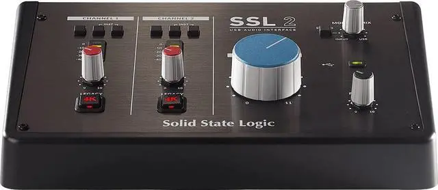Alt view image 2 of 5 - Solid State Logic SSL 2 USB Audio Interface - 24 bit/192 kHz, 2-in 2-out, with SSL Legacy 4K Analogue Enhancement and included SSL Software Production Pack