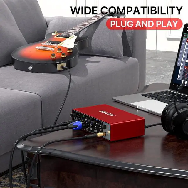Alt view image 3 of 7 - USB Audio Interface for Mac and PC Podcasting Streaming, Audio Interface for Guitar Professional Computer Recording Music, Vocalist, Podcaster or Producer